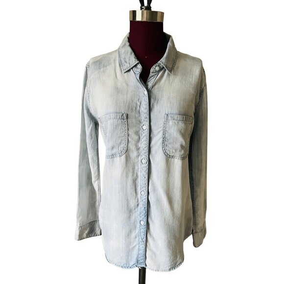 Rails Chanbray Light Wash Long Sleeve Full  Button-up Lightweight Denim Shirt XS - Picture 1 of 16
